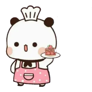 🧑‍🍳 แพนด้า, เชฟ, เค้ก, ของหวาน, น่ารัก, ผ้ากันเปื้อน telegram sticker
