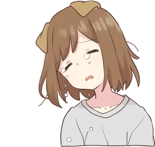 😢 anime, gadis, menangis, sedih, telinga anjing, kartun telegram sticker