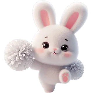 ✊ lucu, kelinci, pom-pom, pemandu sorak, kelinci, binatang, kartun, kawaii telegram sticker