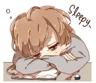 👩 Sleepless schlaflos, müde, Anime, Cartoon, Manga, Student telegram sticker