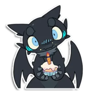 🎂 naga, cupcake, ulang tahun, lucu, kartun, kawaii, stiker whatsapp sticker