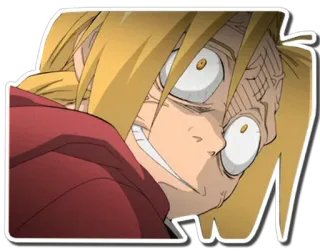 😳 Edward Elric Fullmetal Alchemist อนิเมะ, โกรธ, เอ็ดเวิร์ด เอลริค, แขนกลคนแปรธาตุ, การ์ตูน, สติกเกอร์ telegram sticker