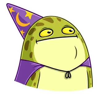 😶 frog, wizard, cartoon, sticker, magic, fantasy telegram sticker