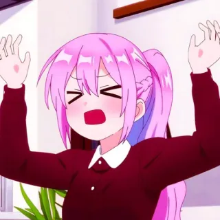 📎 Anime, pinke Haare, Mädchen, Ausdruck, schreien, Anime Mädchen telegram sticker