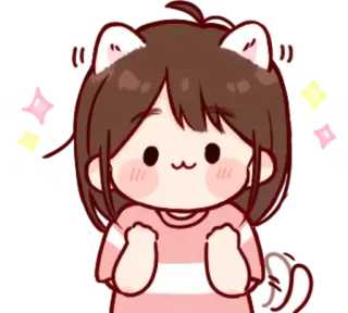 🐱 น่ารัก, คาวาอิ, การ์ตูน, อนิเมะ, หูแมว, ประกาย telegram sticker