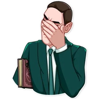 🤦‍♂️ 남자, 얼굴 감싸기, 정장, 책, 실망, 실패 telegram sticker