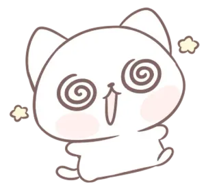 ⭐ 猫, 卡通, 晕, 可爱, 动物 whatsapp sticker