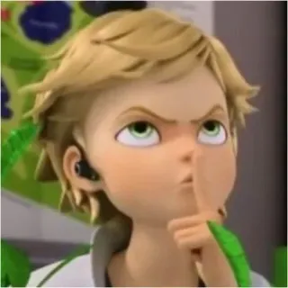 🤫 Adrien 卡通, 手指, 嘘, 秘密, 角色, 动画 whatsapp sticker