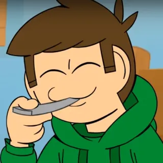 😊 Edd Eddsworld การ์ตูน, ภาพเคลื่อนไหว, ตัวละคร, สีเขียว, ยิ้ม whatsapp sticker