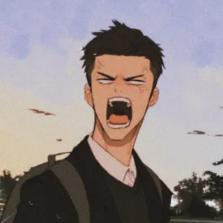 🤬 wütend, schreien, Cartoon, Anime Stil, Schüler, Ausdruck, Mann telegram sticker