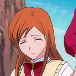 😓 Orihime Inoue Bleach anime, school uniform, girl, cartoon, Bleach, Orihime Inoue telegram sticker