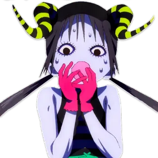 🙀 garota anime, personagem de desenho animado, chocado, surpreso, horror, garota monstro telegram sticker