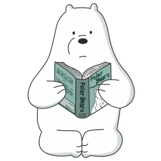 📖 Ice Bear We Bare Bears Polar Bears белый медведь, чтение, книга, Мы обычные медведи, мультфильм telegram sticker