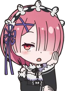 😒 Ram anime, chibi, cute, Ram, Re:Zero telegram sticker