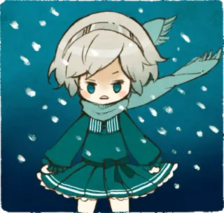 😠 Аниме, Персонаж, Зима, Шарф, Снег, Милый telegram sticker