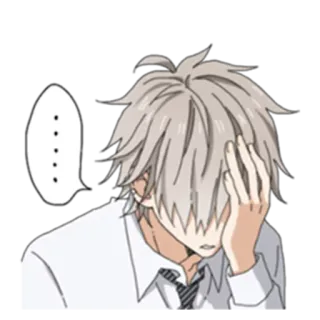 😑 anime, sad, thinking, confused, question marks, cartoon telegram sticker