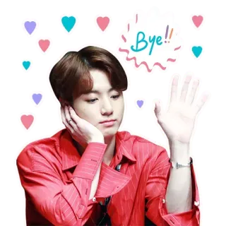 👋 Bye!! Прощай, До свидания, Волна, K-pop, Сердце, Стикер whatsapp sticker