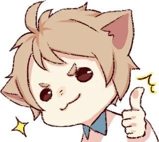 👍 кот, палец вверх, милый, аниме, эмодзи telegram sticker