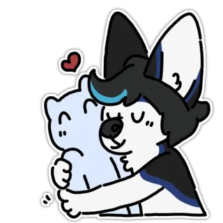 👐 hug, animal, cute, cartoon, friendly, heart whatsapp sticker