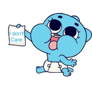 🙂 I don't care Cartoon, Einstellung, Baby, Blau, Sticker whatsapp sticker