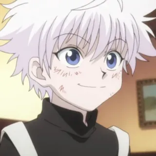 🍶 Killua Zoldyck Hunter x Hunter Anime, Killua, Hunter x Hunter, Killua Zoldyck, Cabelo branco, Fofo, Sorrindo, Mangá telegram sticker