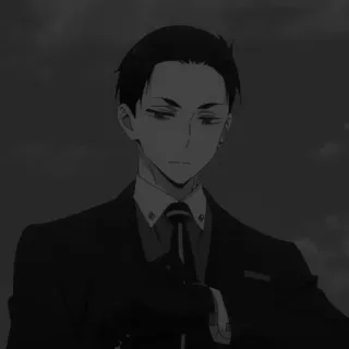 💸 anime, man, suit, tie, serious, grey whatsapp sticker