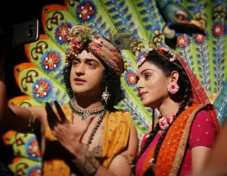 😌 Krishna indian, god, hindu, radha, couple, traditional telegram sticker