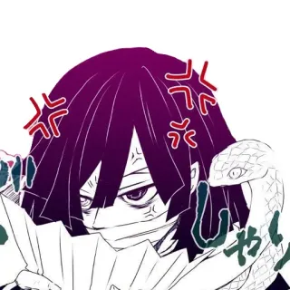 😡 Anime, Serpente, Arrabbiato, Fan, Manga, Capelli viola telegram sticker