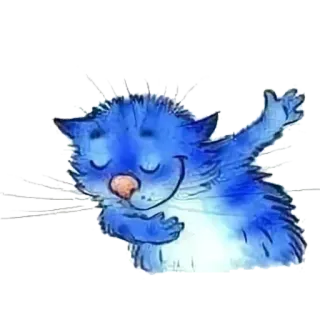 👋 cat, blue cat, cartoon, animal, cute, illustration, sticker telegram sticker