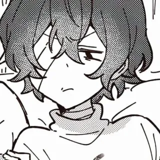 😕 Anime, Manga, Garçon, Personnage, Illustration, Niveaux de gris telegram sticker