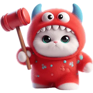 🔨 animale, gatto, mostro, martello, carino, giocattolo telegram sticker
