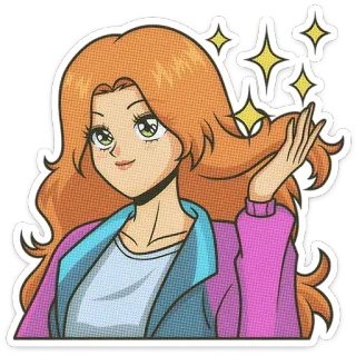 🌟 动漫女孩, 卡通, 女性, 闪耀, 迷人, 女性的 telegram sticker
