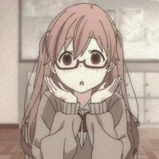 😳 Anime, Cô gái, Hoạt hình, Dễ thương, Kính, Sốc telegram sticker