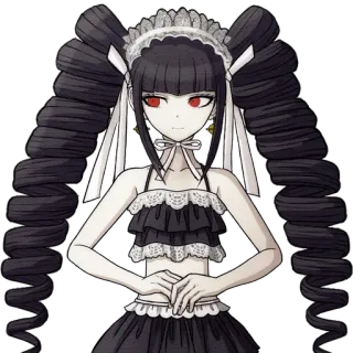 🃏 Celestia Ludenberg Danganronpa Anime, Gótico, Garota, Cabelo preto, Olhos vermelhos telegram sticker