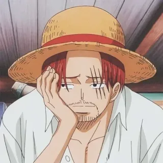 👀 Shanks One Piece Anime, One Piece, Shanks, Sombrero de paja, aburrido, pelo rojo telegram sticker