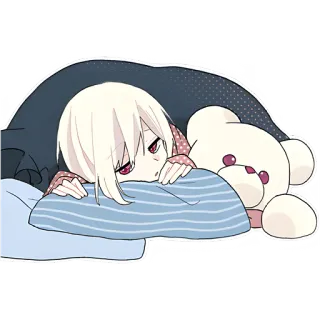 🥱 Anime, Ragazza, Carina, Orsetto, Dormire, Triste telegram sticker