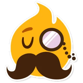 🧐 emoji, fire, monocle, mustache, funny, character, sticker whatsapp sticker
