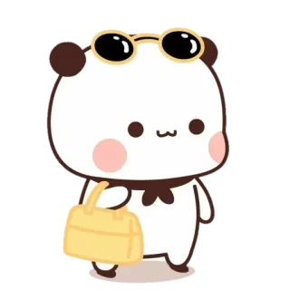 🐻 Panda, Carino, Cartone animato, Animale, Occhiali da sole, Borsa telegram sticker