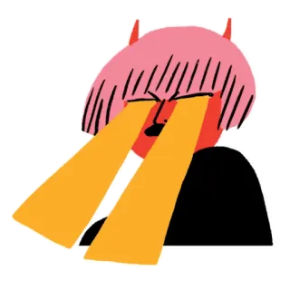 🔦 Personaje, Ojos láser, Diablo, Dibujos animados, Pelo rosa telegram sticker