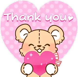 ❤️ Thank you 谢谢, 熊, 心, 可爱, 贴纸, 卡哇伊, 爱 telegram sticker