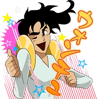 👍 ワォ! anime, manga, thumbs up, character, wink whatsapp sticker
