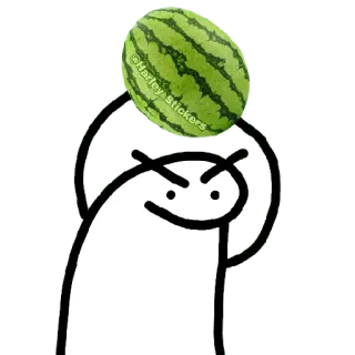 😀 pastèque, Flork, bonhomme allumette, nourriture, fruit, idiot whatsapp sticker