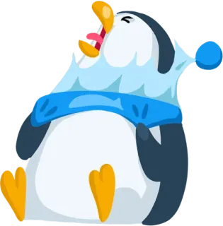 😫 pinguino, animale, inverno, sciarpa, cartone animato, carino whatsapp sticker