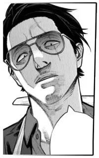 😒 uomo, occhiali, cicatrici, manga, anime, illustrazione, disegno telegram sticker