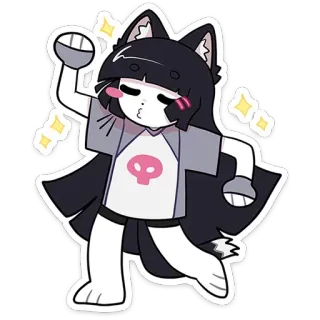 💃 Catgirl, Anime, Sticker, Kawaii, Carino, Scintillante, Teschio whatsapp sticker