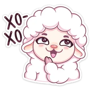 😄 XO-XO овца, милый, животное, xoxo, любовь, каваий, мультфильм telegram sticker