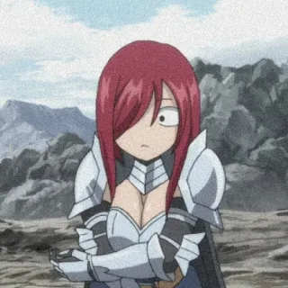 🙁 Erza Scarlet Fairy Tail anime, fairy tail, erza scarlet, cartoon, fantasy, character telegram sticker