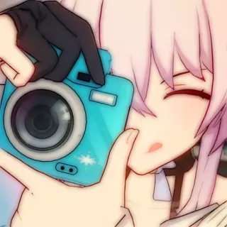 💌 Garota anime, Câmera, Selfie, Desenho animado, Cabelo rosa, Fofa whatsapp sticker