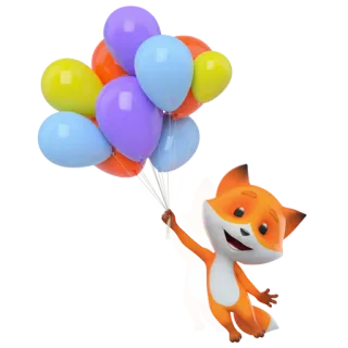 🎈 zorro, globos, lindo, dibujos animados, naranja, animal whatsapp sticker