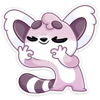 👌 동물, 여우원숭이, 귀여운, 만화, 스티커 telegram sticker